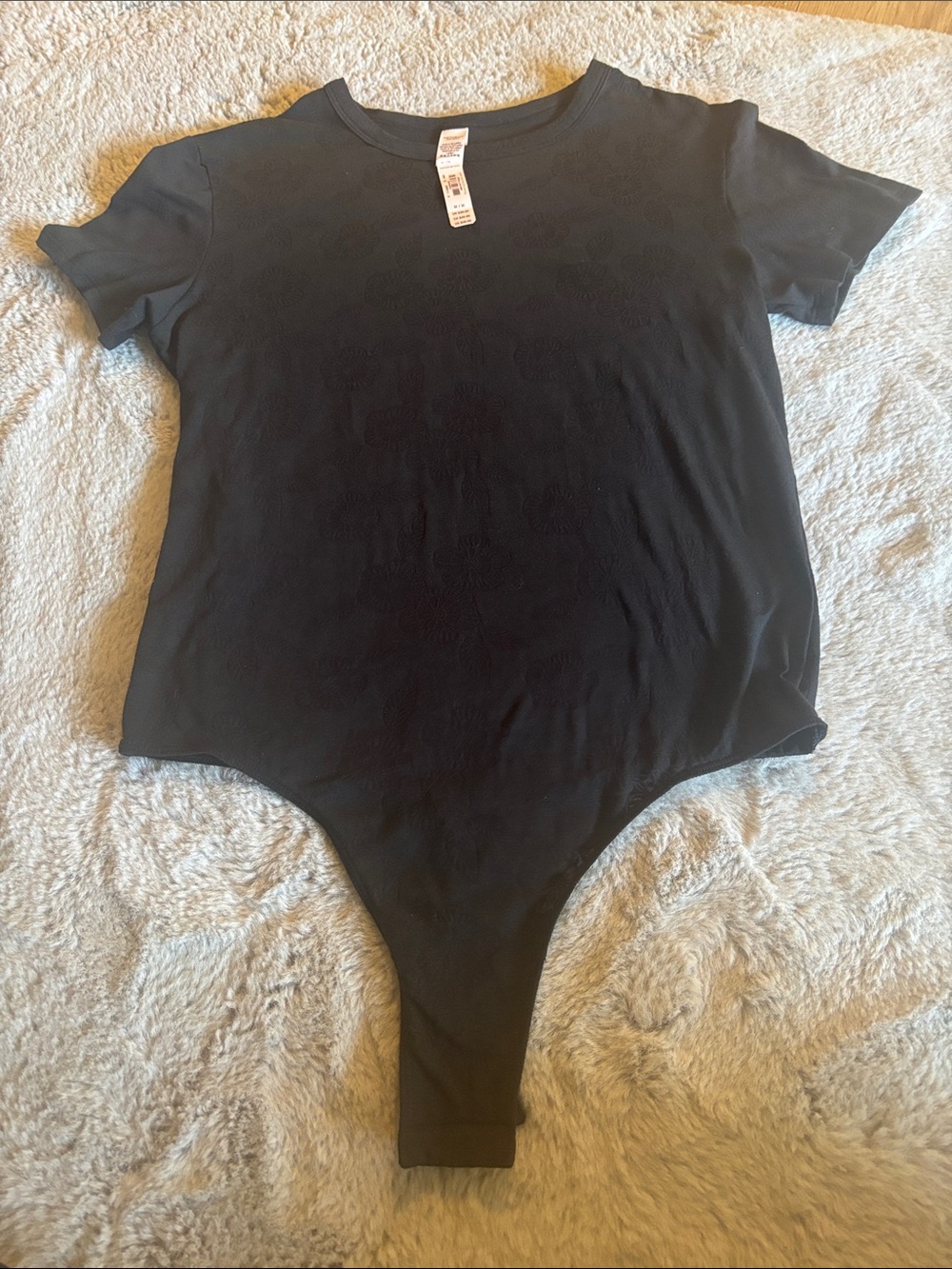 Victoria's Secret Black Short Sleeve Crew Bodysuit